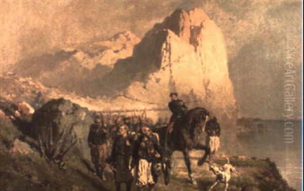 La Fiesta Del Carmen En Napoles Oil Painting by Blas Olleros Y Quintana