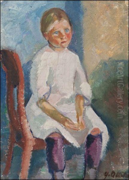 Sinisilmainen Tytto Oil Painting by Yrjoe Ollila