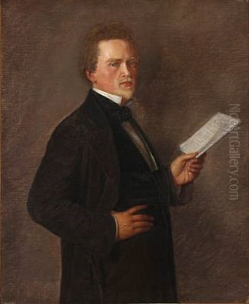 Portrait Of Landowner Lund Oil Painting by Henrik Olrik