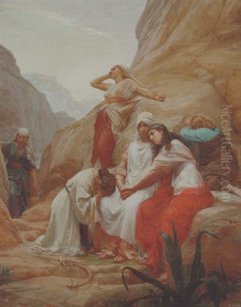 Jeftas Datter Sorger Med Sine Veninder Oil Painting by Henrik Olrik