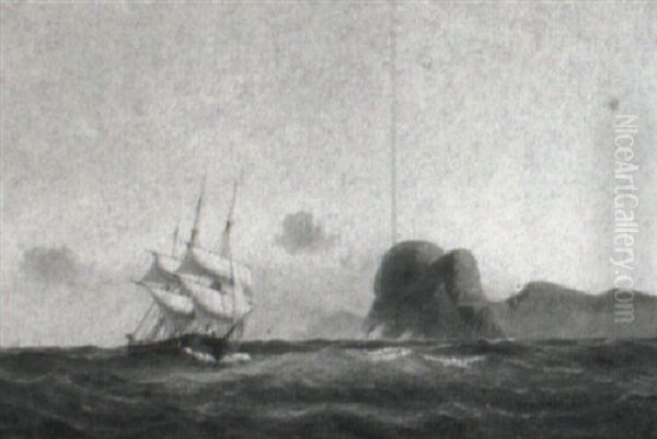 Marine I H+j S+ Ud For Klippefyldt Kyst Oil Painting by Carl Julius Emil Olsen