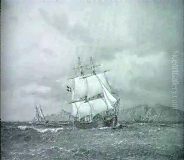 Svenskt Segelfartyg Utanfor Kullen Oil Painting by Carl Julius Emil Olsen
