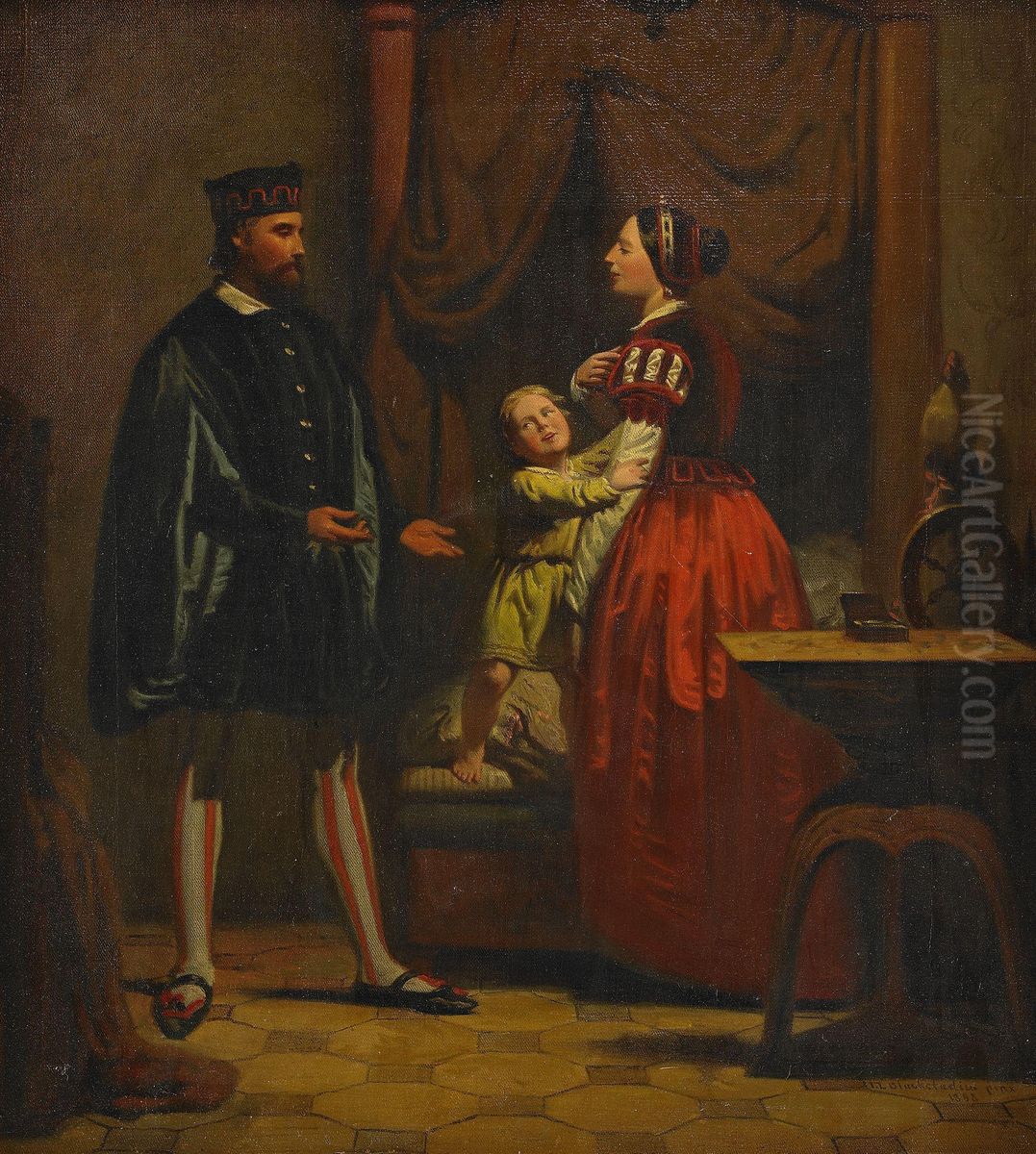 Interior - Historisk Scen Oil Painting by Johan Zacharias Blackstadius