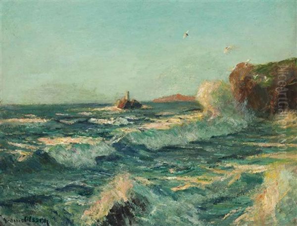 Godrevy Lighthouse, St. Ives Oil Painting by Julius Olsson