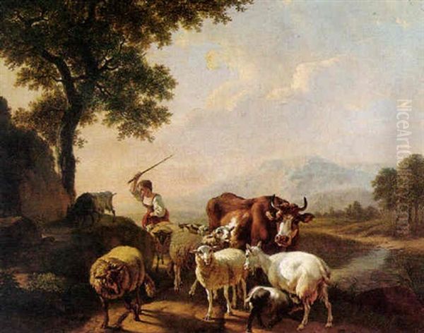 The Young Shepherdess Oil Painting by Balthasar Paul Ommeganck