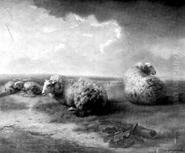 Moutons Au Bord De La Mare Oil Painting by Balthasar Paul Ommeganck