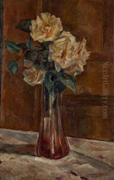 Rose Oil Painting by Koshiro Onchi