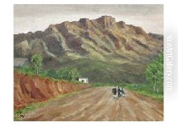 To The Mountain (chinese Landscape) Oil Painting by Koshiro Onchi