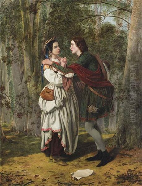 Rosalind And Celia - As You Like It, Act Iii: Scene 2 Oil Painting by Henry Nelson O'Neil