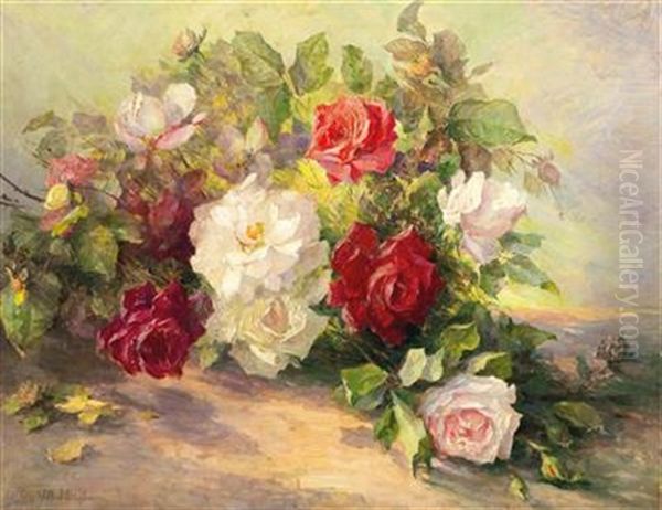 Roses Oil Painting by Maria Onken-Palme