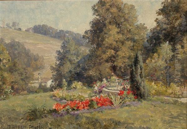 Bluhende Gartenpartie In Der Umgebung Von Wien Oil Painting by Maria Onken-Palme