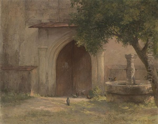 Klosterhof Mit Blumen Oil Painting by Maria Onken-Palme