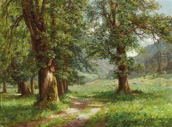 Fruhlingslandschaft Oil Painting by Maria Onken-Palme