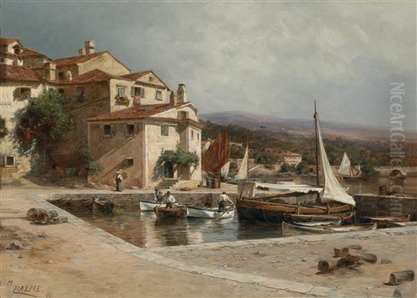 Blick Auf Den Hafen Von Voloska Bei Abbazia Oil Painting by Maria Onken-Palme
