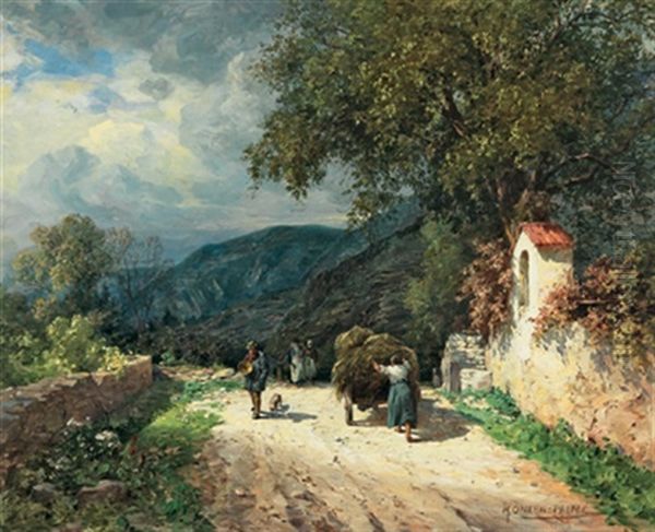 Motiv Aus Sudtirol Mit Figurlicher Staffage Oil Painting by Maria Onken-Palme