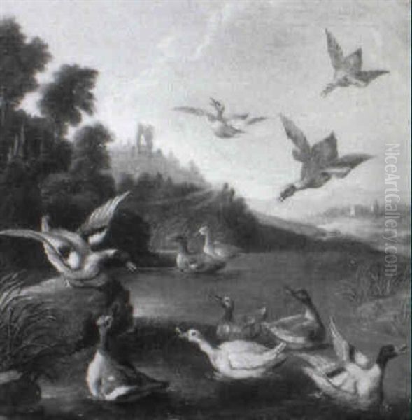 Wildenten Am Flusufer Oil Painting by Adriaen van Oolen