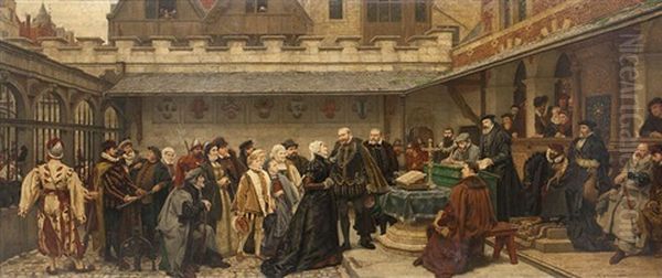 Verzoening Voor De Rechtbank Oil Painting by Karel Ooms