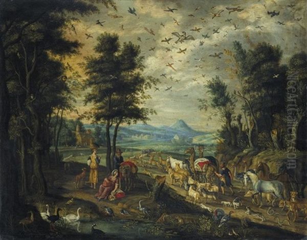 Noah Leading The Animals To The Ark Oil Painting by Isaac Van Oosten