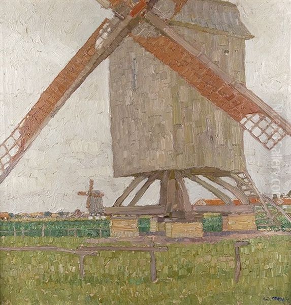 Windmill Oil Painting by Walter Ophey
