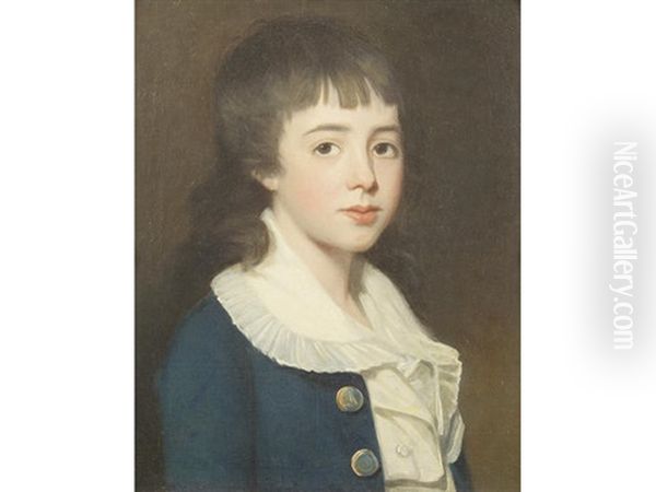 Portrait Of A Boy, Traditionally Identified As Henry West Betty, Bust-length, In A Blue Coat And White Shirt Oil Painting by John Opie