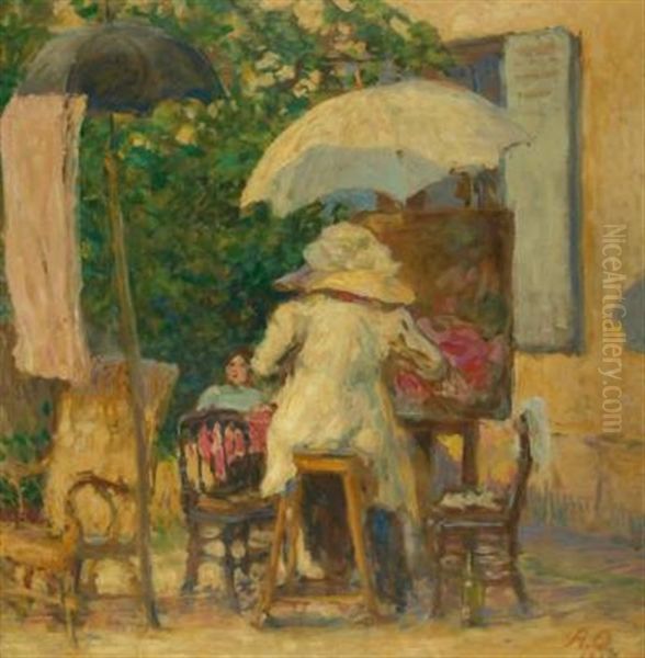 Die Malerin Oil Painting by Alfred Nathaniel Oppenheim