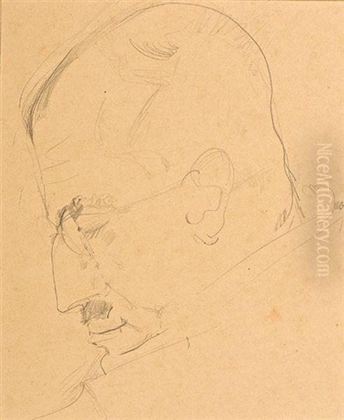 Portraitstudie Zu Das Orchester, Geiger Oil Painting by Max, Mopp Oppenheimer