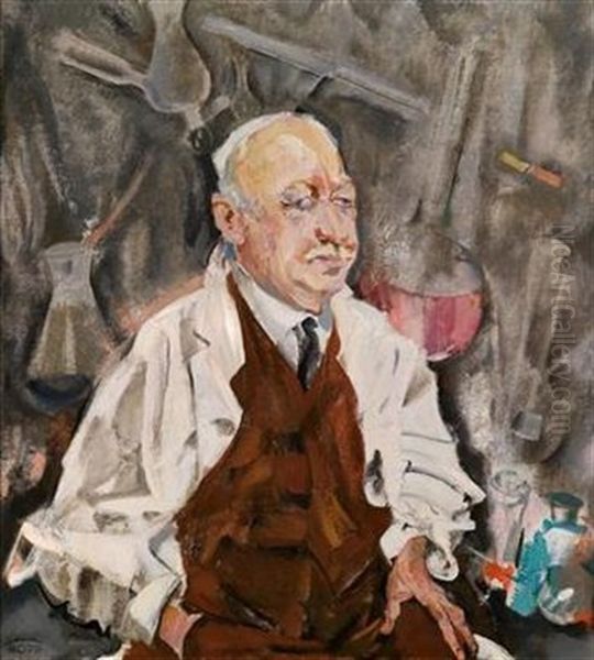 Bildnis Prof. Dr. Martin Hahn Oil Painting by Max, Mopp Oppenheimer