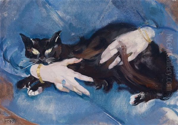 Die Schwarze Katze Oil Painting by Max, Mopp Oppenheimer