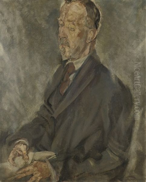 Portrait Of Heinrich Mann Oil Painting by Max, Mopp Oppenheimer