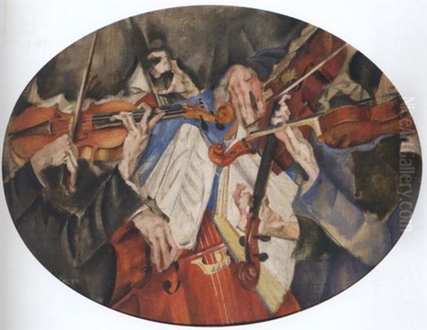 Vienna String Quartet Oil Painting by Max, Mopp Oppenheimer
