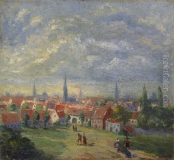 Blick Auf Eine Stadt Oil Painting by Max, Mopp Oppenheimer