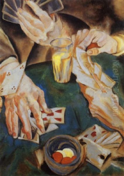 Die Kartenspieler Oil Painting by Max, Mopp Oppenheimer