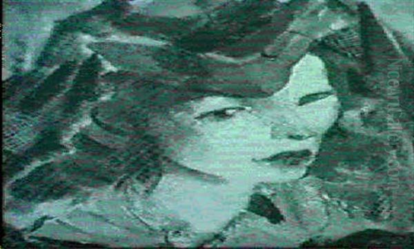 Portrait Of A Lady Wearing A Yellow Scarf Oil Painting by Max, Mopp Oppenheimer