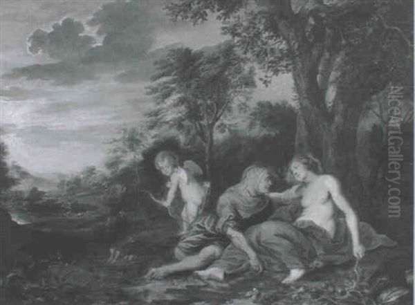 Landschaft Mit Zeus Und Der Nymphe Callisto Oil Painting by Kaspard Jacob Opstal the Elder