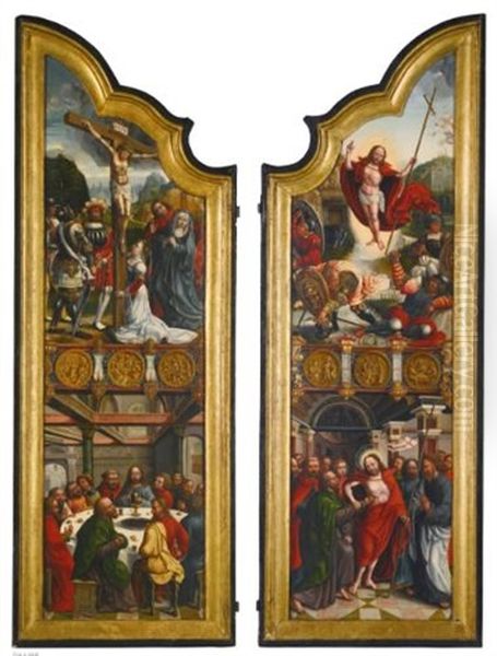A Pair Of Altar Wings With Scenes From The Life Of Christ Oil Painting by Bernaert (Barend) van Orley