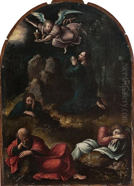 Christus Auf Dem Olberg Mit Den Schlafenden Jungern Im Garten Gethsemane Oil Painting by Bernaert (Barend) van Orley