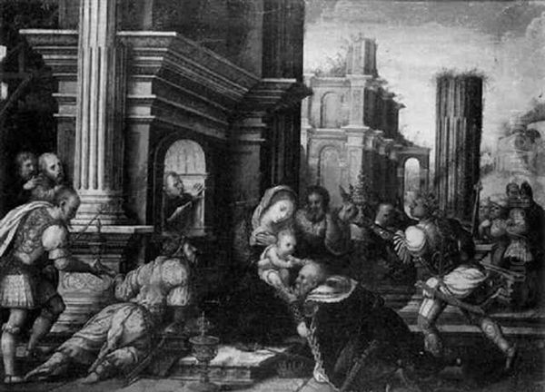 L'adoration Des Mages Oil Painting by Bernaert (Barend) van Orley