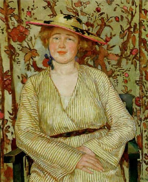 Dame Mit Hut Oil Painting by Emil Orlik