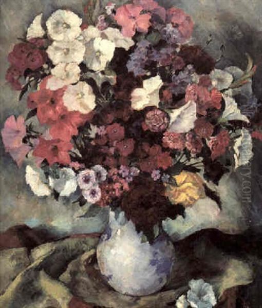 Grosses Blumenstuck Oil Painting by Emil Orlik