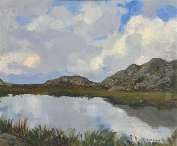 Il Lago Di Prabello Oil Painting by Mario Ornati