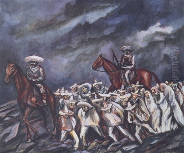 Acordada (caballos Y Zapatistas) Oil Painting by Jose Clemente Orozco