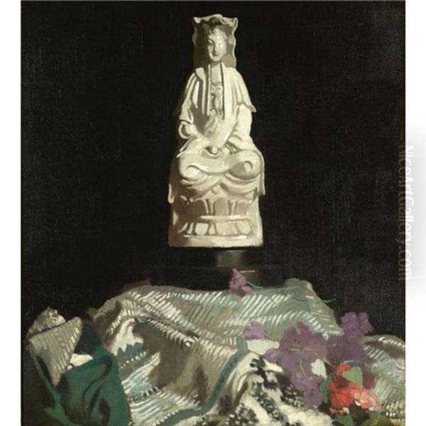 Still Life With Chinese Porcelain Figure Oil Painting by Sir William Newenham Montague Orpen