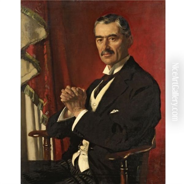 Portrait Of Neville Chamberlain Oil Painting by Sir William Newenham Montague Orpen
