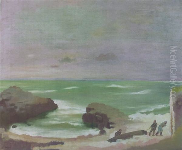 Bringing The Boat In, Howth Oil Painting by Sir William Newenham Montague Orpen