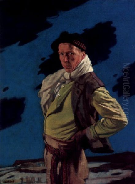The Man From Aran (self-portrait); A Man From The Arran Islands Oil Painting by Sir William Newenham Montague Orpen