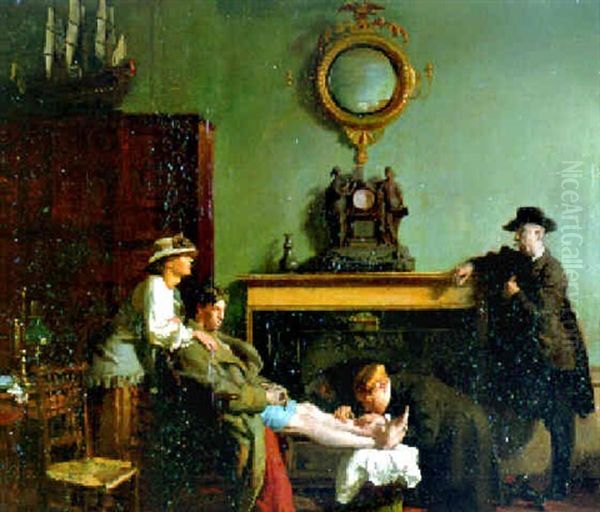 A Mere Fracture: In The Newcomes, Fitzroy Street, The Fracture Oil Painting by Sir William Newenham Montague Orpen