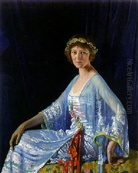 Portrait Of Mrs. Georgina Drum Oil Painting by Sir William Newenham Montague Orpen