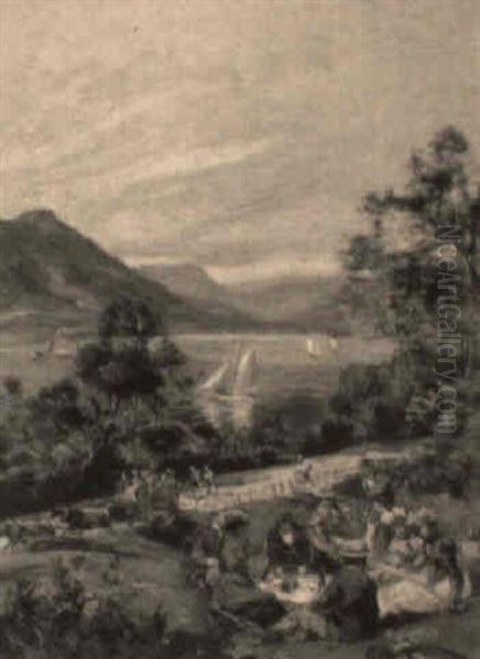 Picnic Ved En S+, I Baggrunden Bjerge Oil Painting by Sir William Newenham Montague Orpen