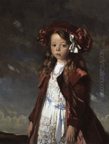 Portrait Of Miss Harmsworth In A Landscape Oil Painting by Sir William Newenham Montague Orpen