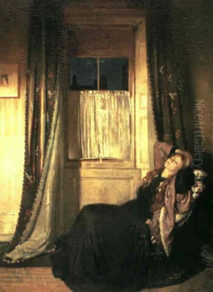 The Window : Night Oil Painting by Sir William Newenham Montague Orpen